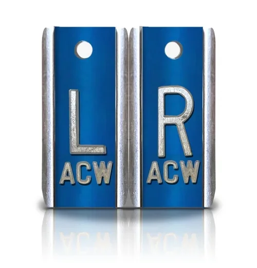 1 1/2″ Height Aluminum Elite Style Lead Xray Markers, Blue Sapphire Metallic