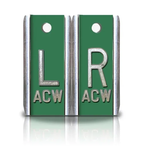 1 1/2″ Height Aluminum Elite Style Lead Xray Markers, Green Color