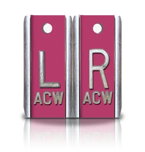 1 1/2″ Height Aluminum Elite Style Lead Xray Markers, Pink Color