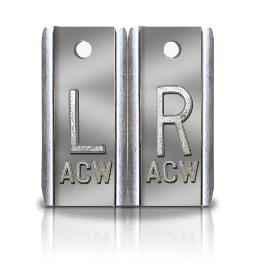1 1/2″ Height Aluminum Elite Style Lead Xray Markers, Silver Metallic