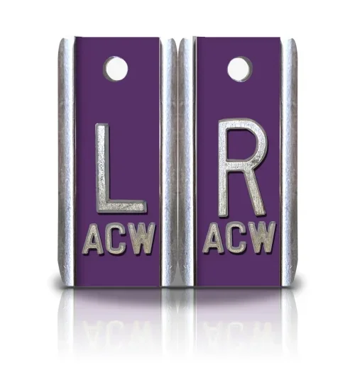 1 1/2″ Height Aluminum Elite Style Lead Xray Markers, Violet Color