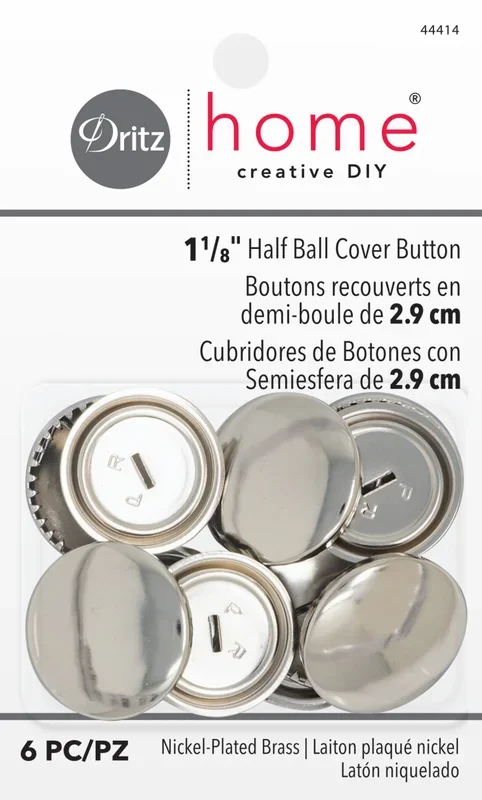 1-1/8″ Half Ball Cover Buttons, Nickel, 6 pc