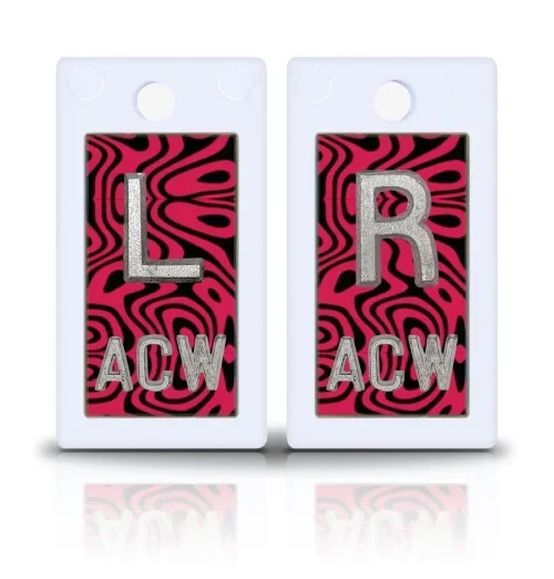 1 5/8″ Height Plastic Backing Lead X-Ray Markers, Distorted Ink Design