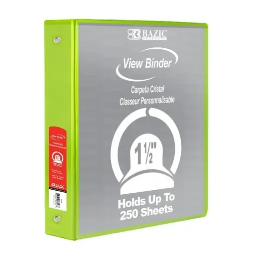 1.5″ Lime Green 3-Ring View Binder With 2 Pockets