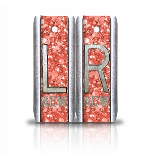 1 7/8″ Height Aluminum Elite Style Lead X Ray Markers, Coral Glitter