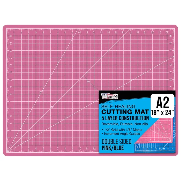 18″ x 24″ Self-Healing Cutting Mat 5-Ply – Double-Sided Pink/Blue Craft Mat, Non-Slip Cutting Mats for Crafts, Sewing, Quilting, Scrapbooking