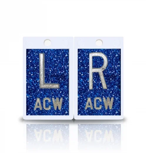 2″ Height Plastic Lead X Ray Markers, Blue Glitter Color