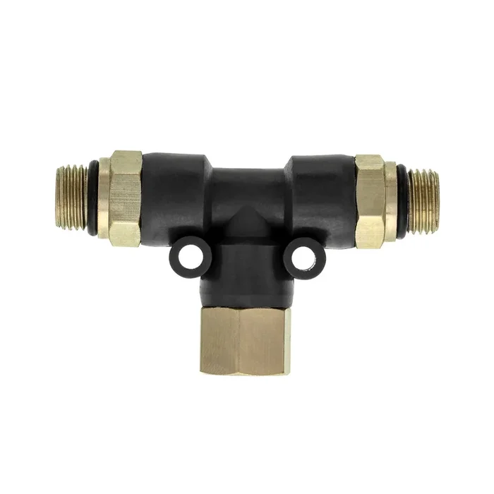 2-Way Air Hose Splitter Manifold – 1/8″ BSP Fittings; 2 Male Air Outlets and 1 Female Air Inlet