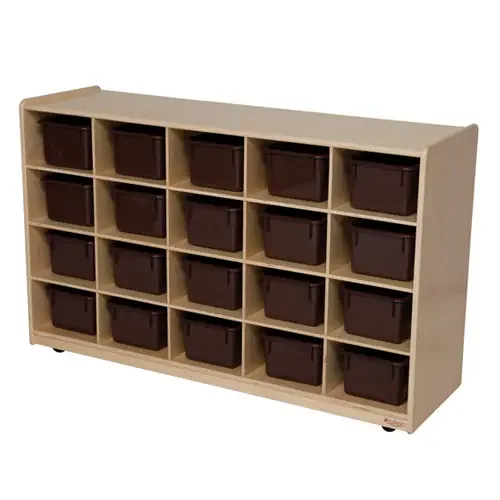 20 Tray Storage with Brown Trays – Wood Designs WD14502