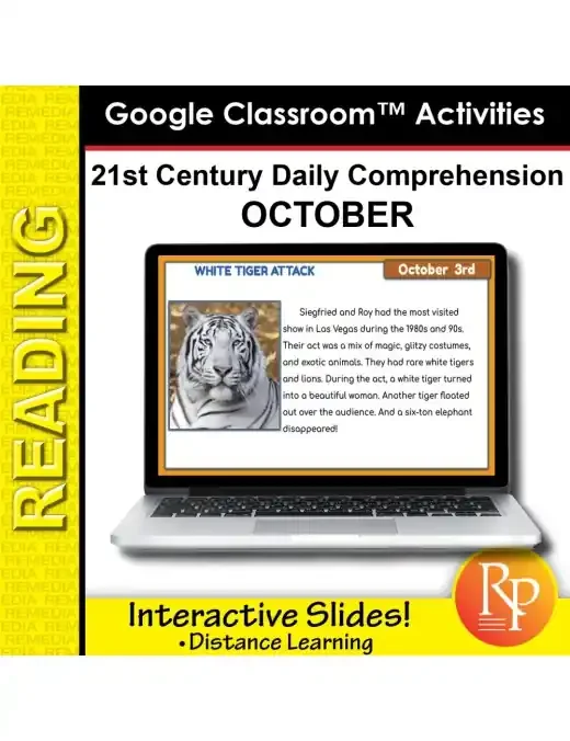 21St Century October Daily Comprehension High Interest Reading Google Slides