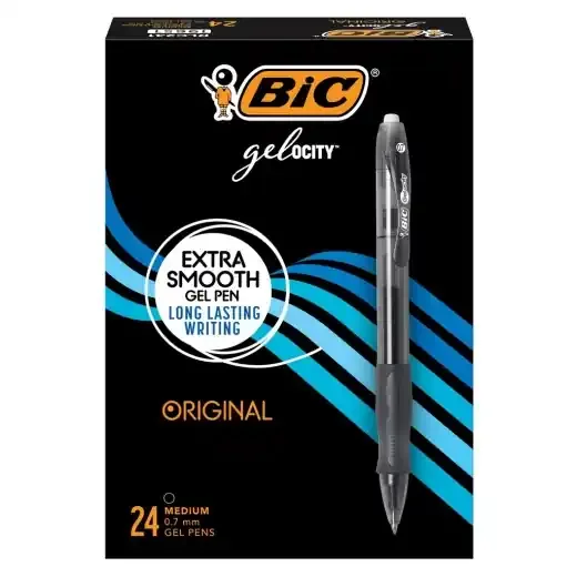 24Ct Black Bic Gelocity Retractable Gel Pens
