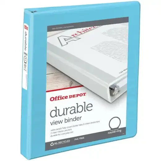3-Ring Durable View Binder, 1″ Round Rings, Jeweler Blue