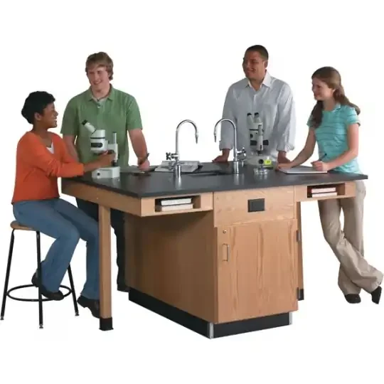 4-Student Double-Faced Service Island – Cabinet with Door