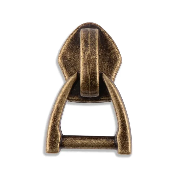 #5 Metallic Nylon D-Ring Attachment Zipper Sliders – 10/Pack – Antique Brass