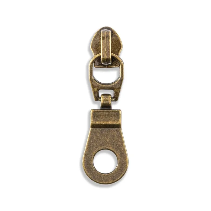 #5 Metallic Nylon Donut Zipper Pulls – 3/Pack – Antique Brass