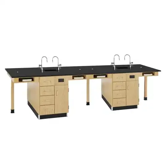 8-Student Double-Faced Service Island – Cabinet with Four Drawers