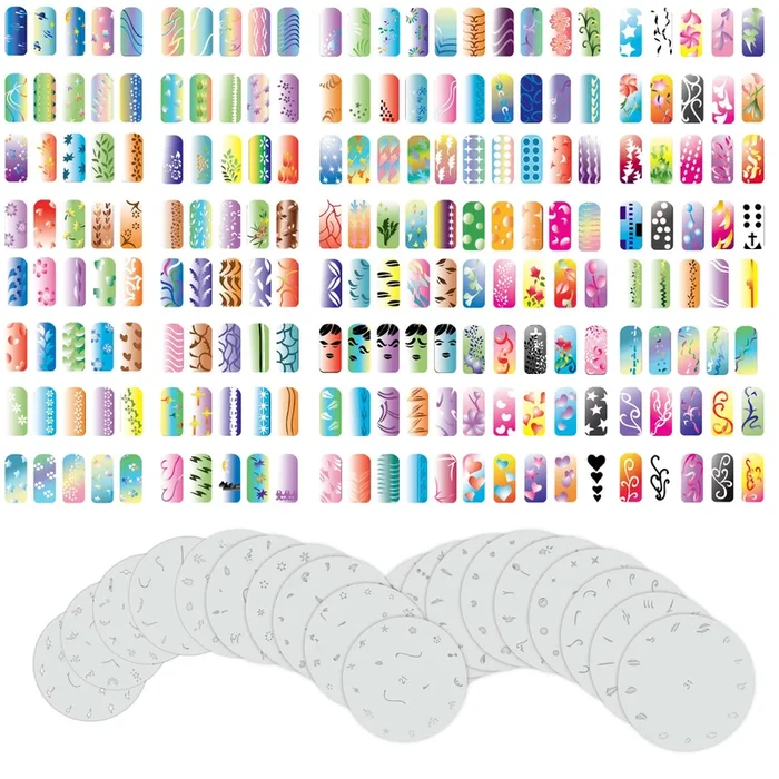 Airbrush Nail Stencils – Nail Art Stencils Set #2: 320 Unique Designs from 20 Individual Templates