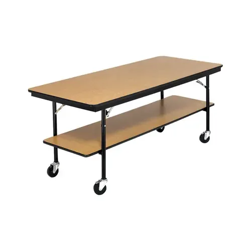 AmTab Two Level Mobile Buffet Table with Plywood Core