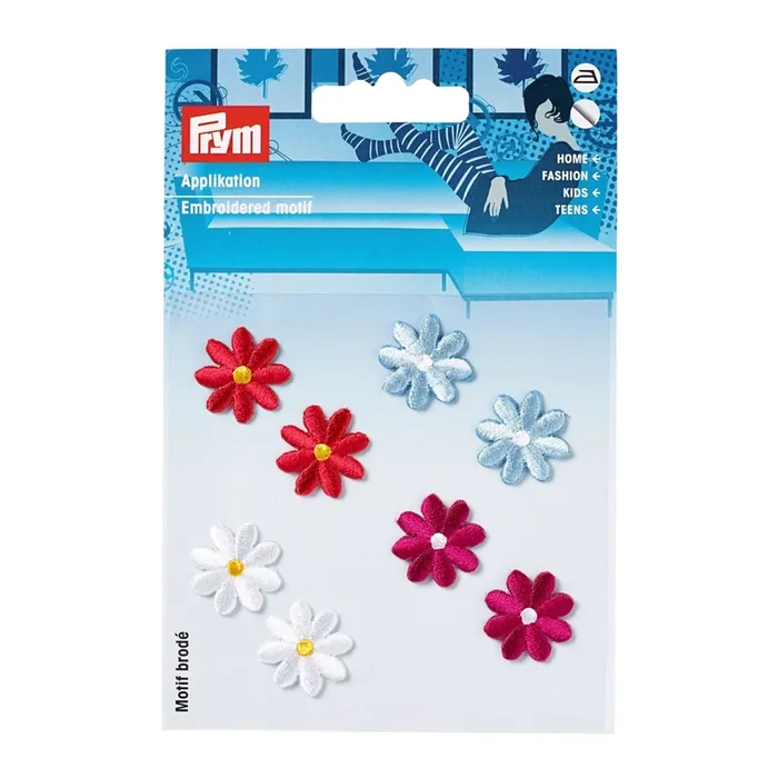 Applique, Multicolored Flowers, 8 pc