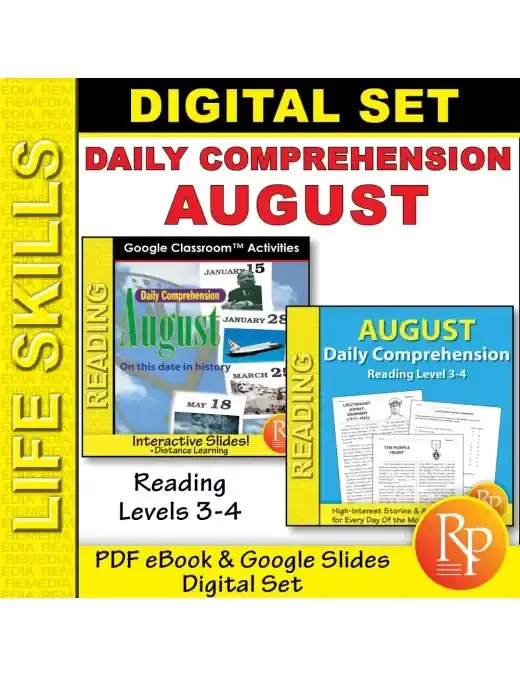 August Daily Comprehension Reading – Daily History Google & Pdf Print
