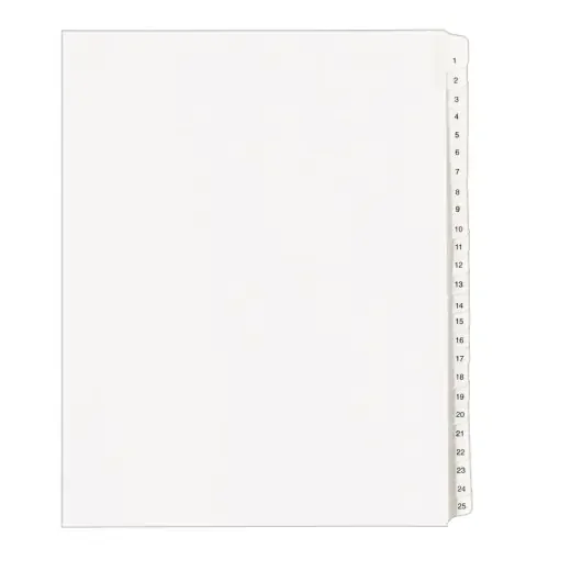 Avery Allstate-Style Collated Legal Exhibit Dividers, 8 1/2″ X 11″, White Dividers/White Tabs, 1–25