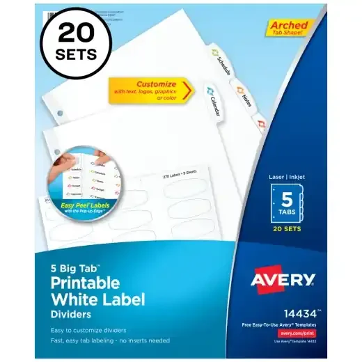 Avery Big Tab Printable Label Dividers With Easy Peel | Workspace Gear Lab
