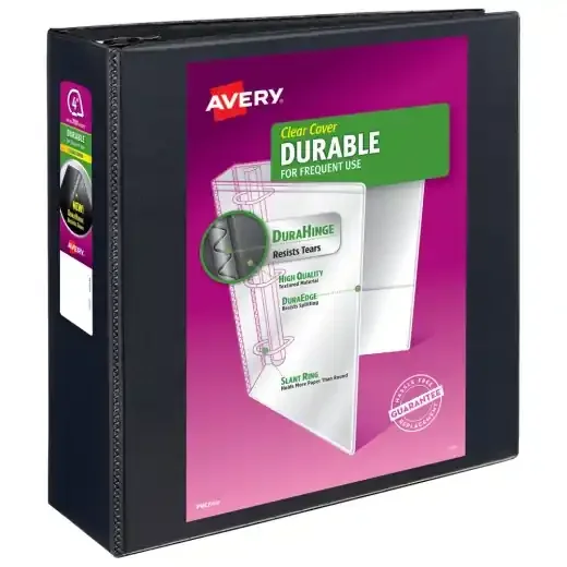 Avery Durable View 3-Ring Binder, 4″ D-Rings, Black