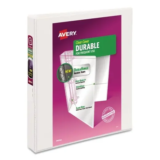 Avery Durable View Binder With Durahinge And Slant Rings, 3 Rings, 1″ Capacity, 11 X 8.5, White, 4/Pack