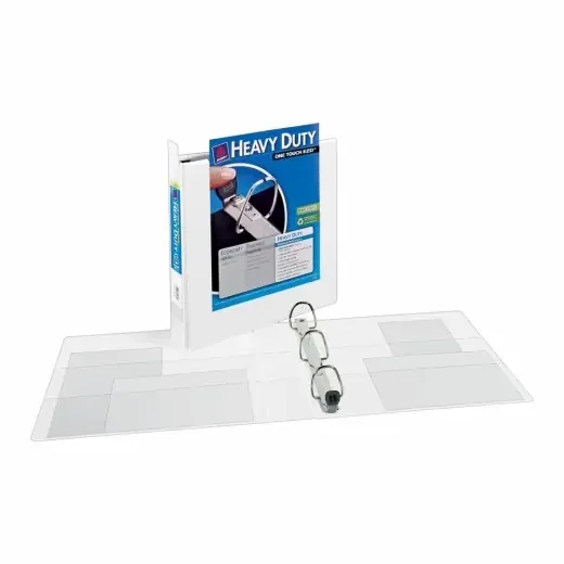 Avery Extra-Wide Heavy-Duty View 3-Ring Binder With Locking One-Touch Ezd Rings, 1 1/2″ D-Rings, 40% Recycled, White