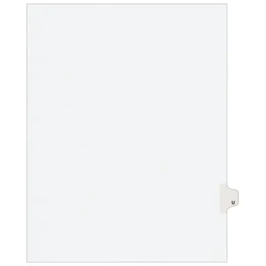 Avery Individual Legal Dividers – Letter Size, Side Tab U, White Dividers/White Tabs, Pack Of 25