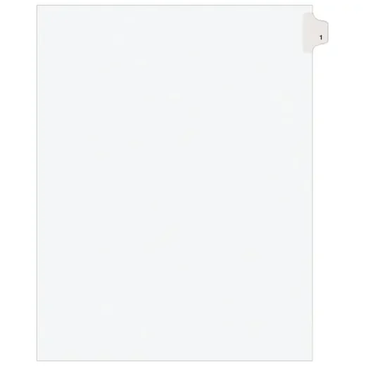 Avery Individual Legal Exhibit Dividers, Avery Style, 1, Side Tab, Letter Size, Pack Of 25