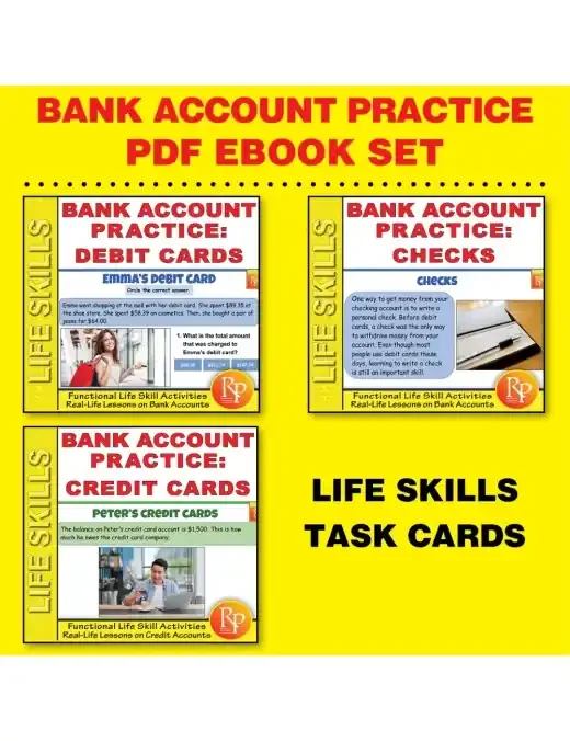 Bank Account Practice Set – Life Skills Task Cards