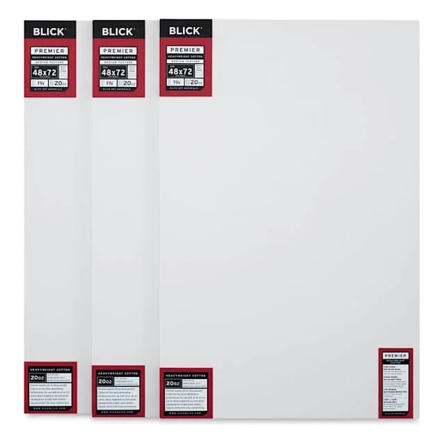 Blick Premier Heavyweight Stretched Cotton Canvas – 48″ x 72″, 1-3/8″ Profile, Pkg of 3