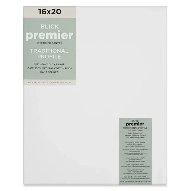 Blick Premier Stretched Cotton Canvas – Traditional Profile, Splined, 16″ x 20″