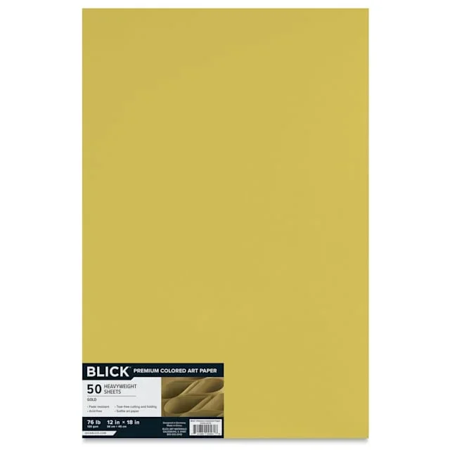 Blick Premium Colored Art Paper – 12″ x 18″, Gold, 50 Sheets