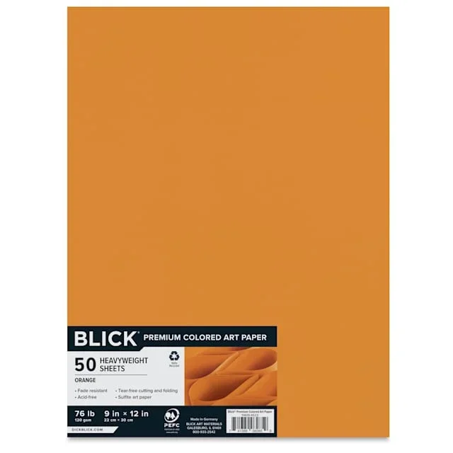 Blick Premium Colored Art Paper – 9″ x 12″, Orange, 50 Sheets