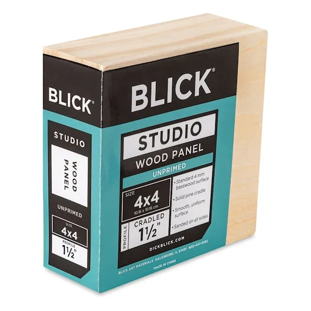 Blick Studio Artists’ Wood Panel – Gallery Cradle, 4″ x 4″, 1-1/2″ Cradle