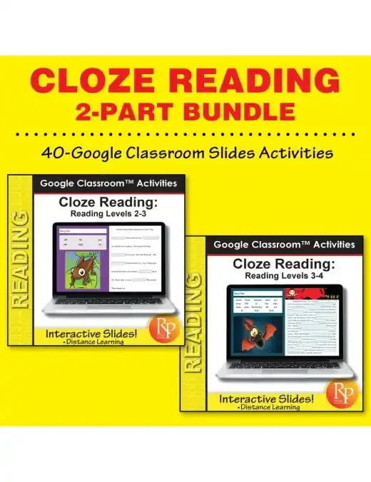 Cloze Reading & Comprehension For Google Classroom™ Bundle Rdg Levels 2-4