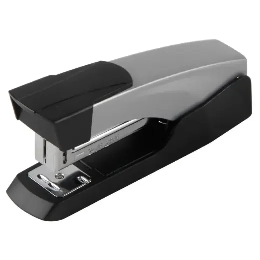 Compact Half-Strip Metal Desktop Stapler – 20 Sheets Capacity, Silver/Orange