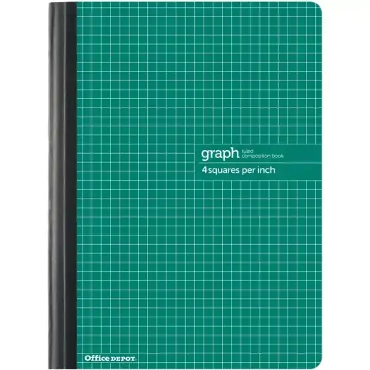 Composition Book – 7-1/4″ x 9-3/4″, Quadrille Ruled, 80 Sheets, Green