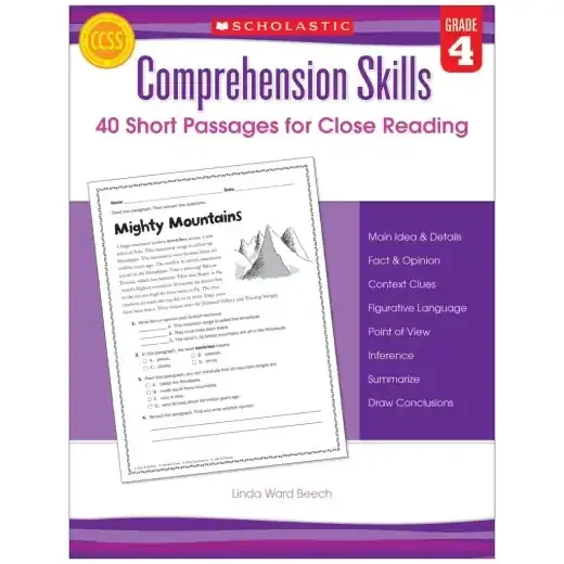 Comprehension Skills Short Passages For Close Reading Book Grade 4