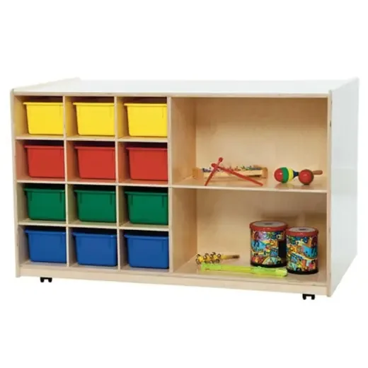 Double Mobile Storage with (12) Assorted Trays – Wood Designs