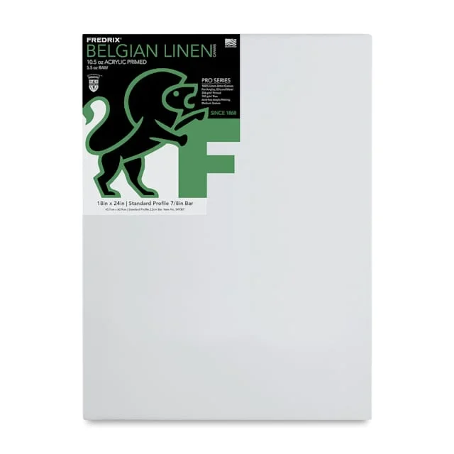 Fredrix Pro Series Traditional Profile Belgian Linen Canvas – 18″ x 24″, Acrylic Primed