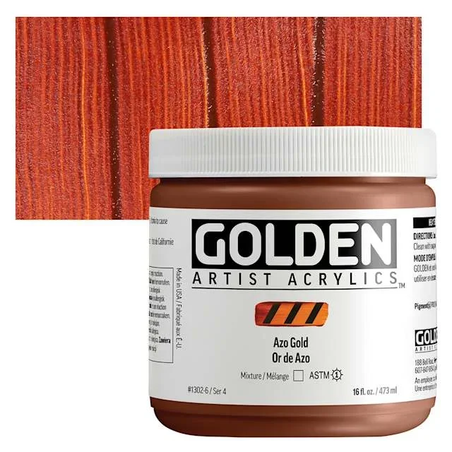 Golden Heavy Body Acrylic Paint – Azo Gold, 473 ml Jar