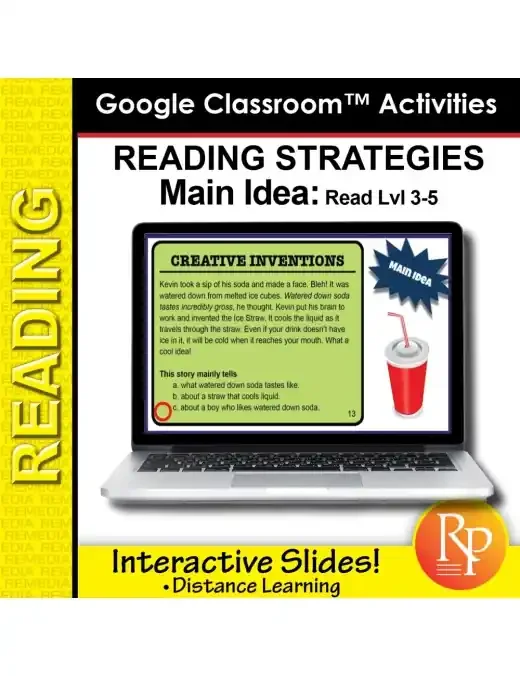Google Classroom Main Idea Reading Strategies (Rdg Lvl 3-5) Distance Learning