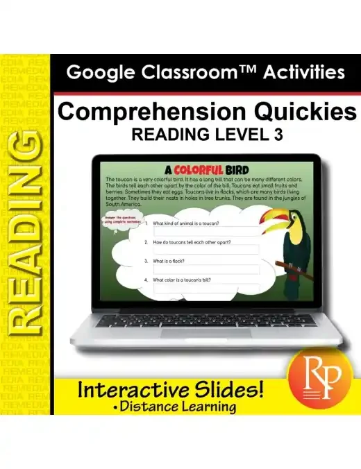 Google Slides Comprehension Quickies Reading Level 3 Distance Learning