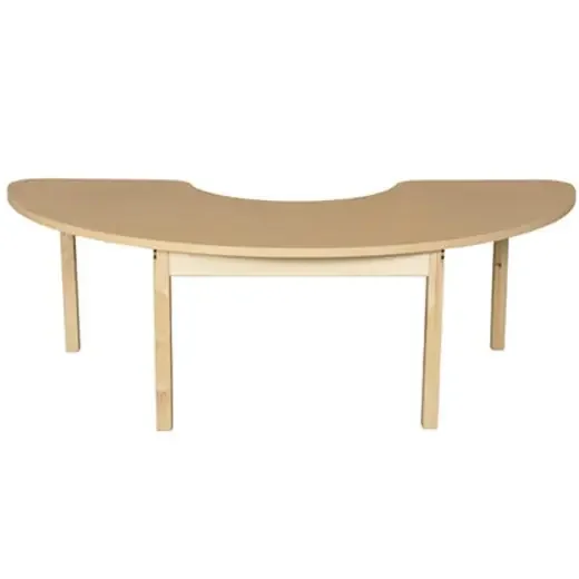 Half Circle High Pressure Laminate Table with Hardwood Legs – 18″
