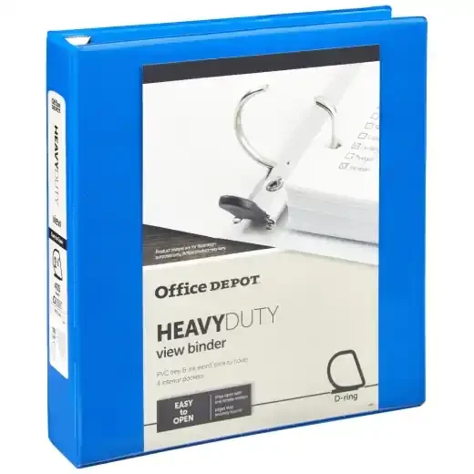 Heavy-Duty View 3-Ring Binder, 1 1/2″ D-Rings, Blue