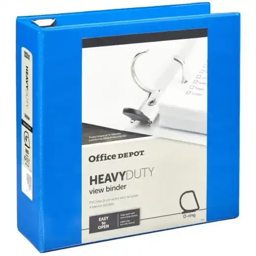Heavy-Duty View 3-Ring Binder, 4″ D-Rings, Blue