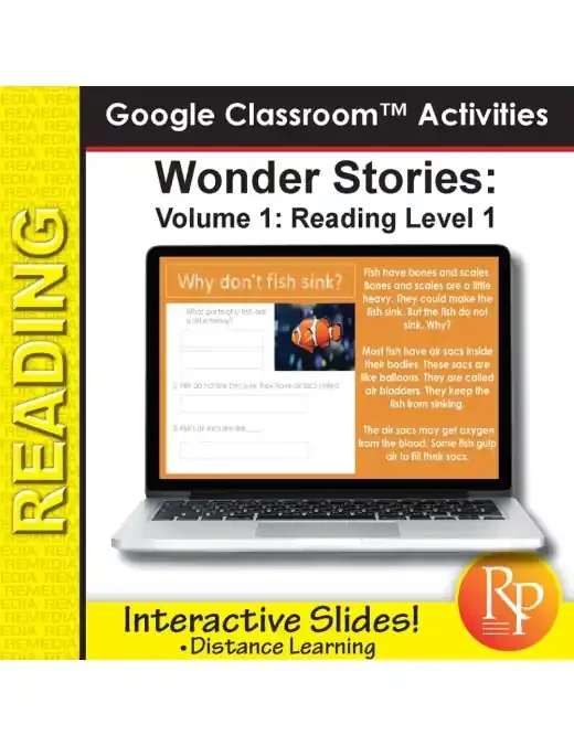 High Interest Reading Wonder Stories Lvl 1.1 Google Slides™